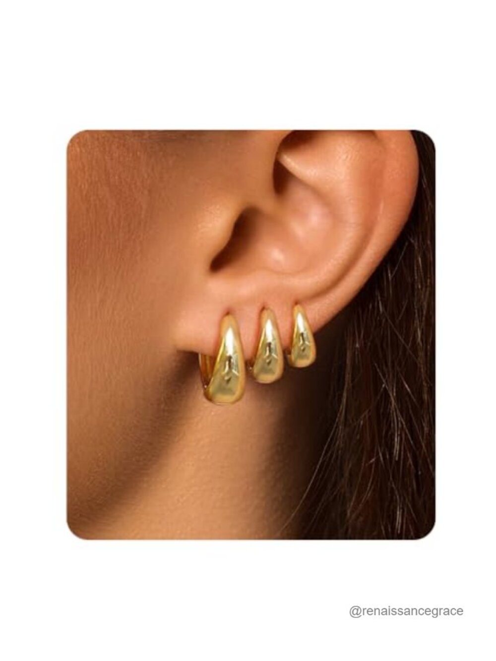 Surgical Steel Small Gold Huggie Hoop Earrings for Women Hypoallergenic 3 Pair